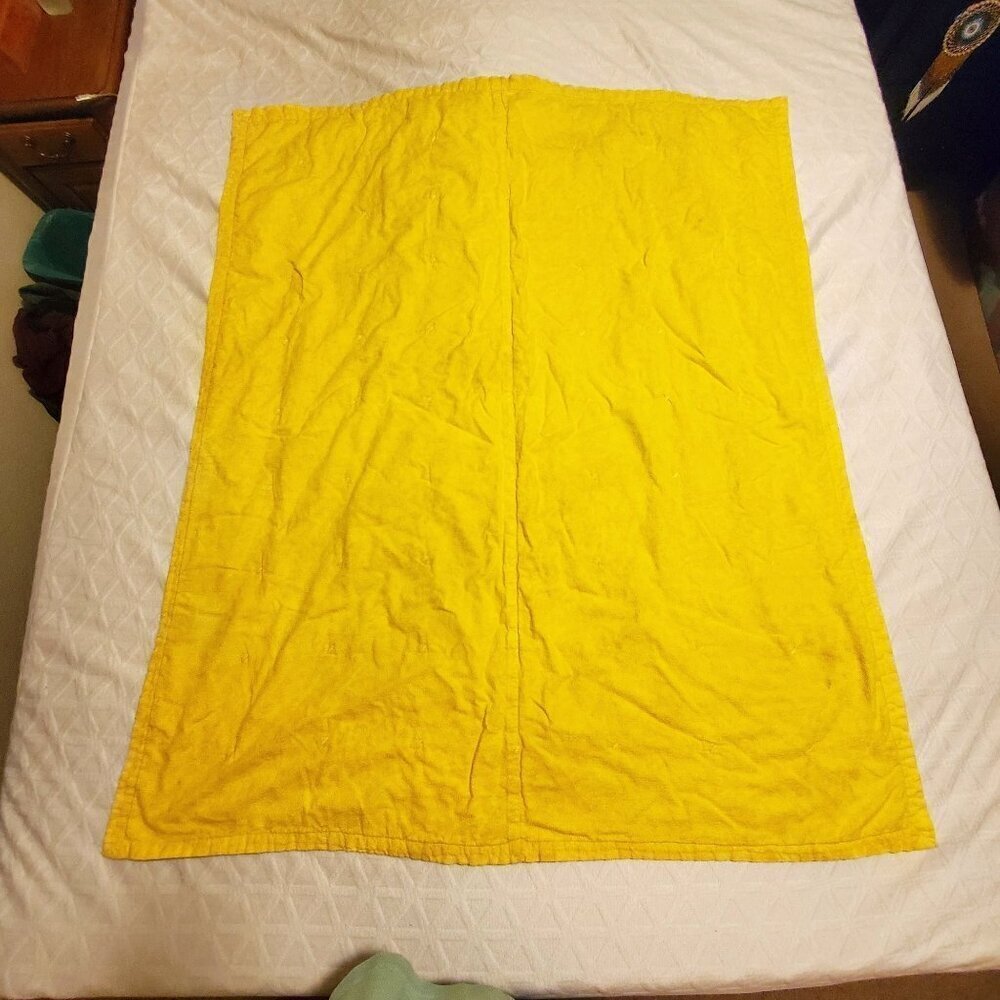 VTG Quilted Patchwork Baby Crib Blanket Yellow & Cute Cat Design 51" x 45" - Picture 2 of 10